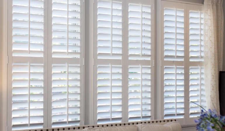 Faux wood plantation shutters in San Antonio